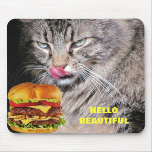 Mousepad Gato Fome Conhece Belo Cheeseburger