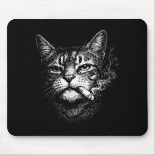 Mousepad Gato fumando cigarro meme de rosto de animal engra