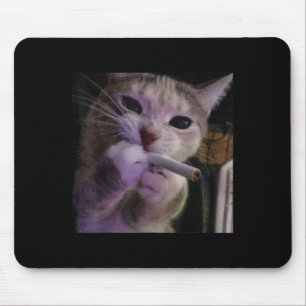 Mousepad Gato Fumante Engraçado, Gatinho de Cigarro, Meme Z