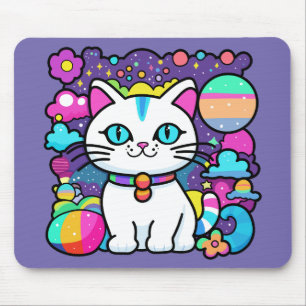 Mousepad Gato Gato Gato Gato do Espaço Cósmico Branco