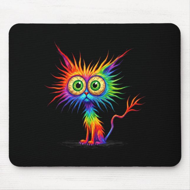 Mousepad Gato gráfico colorido de arco-íris (Frente)