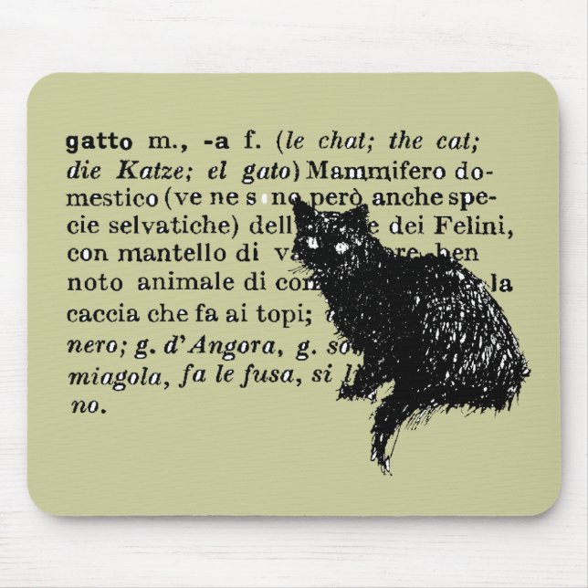 Mousepad Gato italiano do dicionário (Frente)