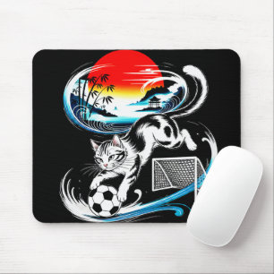 Mousepad Gato Japonês Artístico de Futebol para jogos, escr