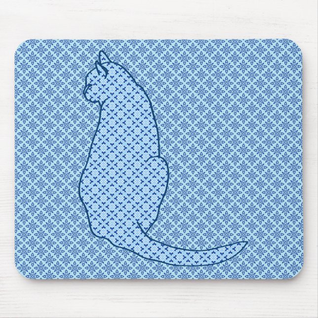 Mousepad Gato Japonês - Blue Kimono Impressão (Frente)