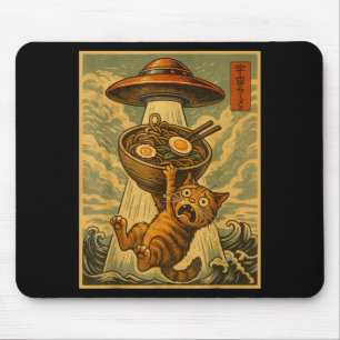 Mousepad Gato Japonês Engraçado Ramen Ufo Anime Homens Mulh