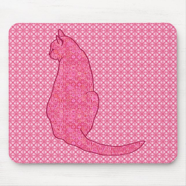 Mousepad Gato Japonês - Fúchsia Pink Batik (Frente)
