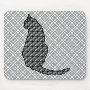Mousepad Gato japonês - impressão preto e branco do quimo