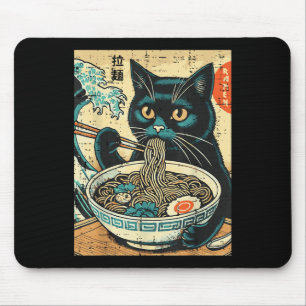 Mousepad Gato Japonês Ramen Excelente Wave Vintage Art Comi