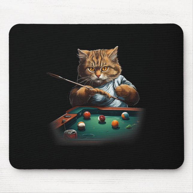 Mousepad Gato Jogando Piscina Bilhares Legal Gatos Engraçad (Frente)