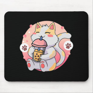 Mousepad Gato Kawaii Bonita Boba Tea Anime Kitten Gift Cria