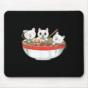 Mousepad Gato Kawaii Cata Ramen Noodles Anime Gato Japonês
