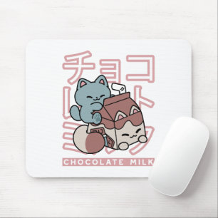 Mousepad Gato Kawaii com Leite de Chocolate – Arte Pop Japo