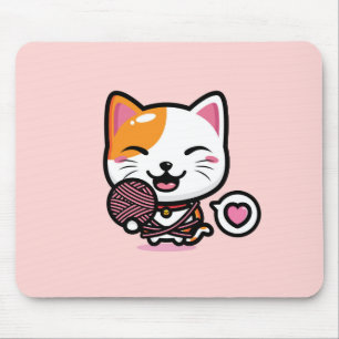 Mousepad Gato Kawaii com Pad de Mouse Yarn