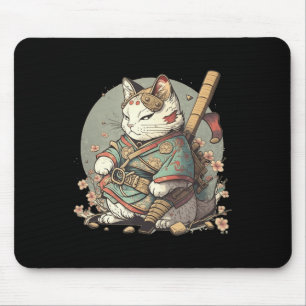 Mousepad Gato Kawaii Estilo Samurai Anime Kitten Japonês