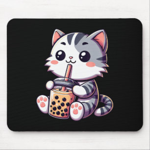 Mousepad Gato Kawaii Gato Bonita Bolha Leite Chá Anime Neko
