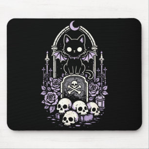 Mousepad Gato Kitty Vamre Caveira e Fofo Kawaii Goth Roxo