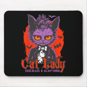 Mousepad Gato Lady Halloween Feminista Infantil Mulheres de