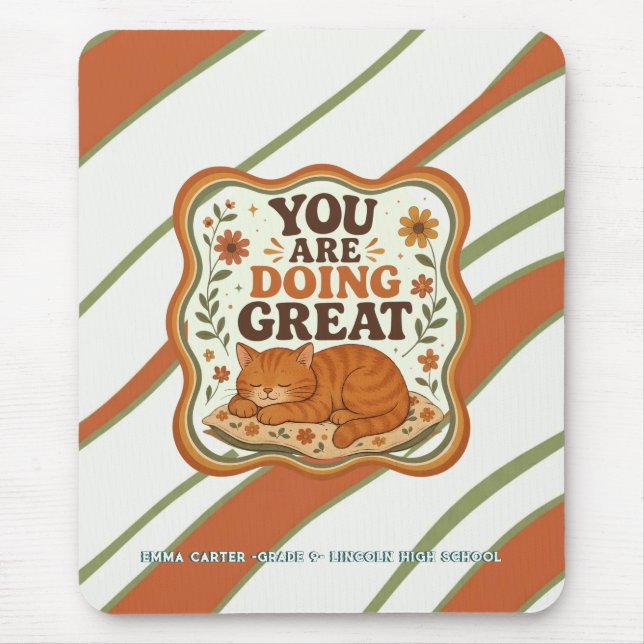 Mousepad Gato Laranja Personalizado  (Frente)