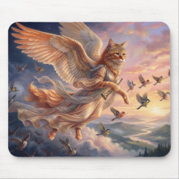 Mousepad Gato Laranja Tabby Alado | Arte Divertida de Anima