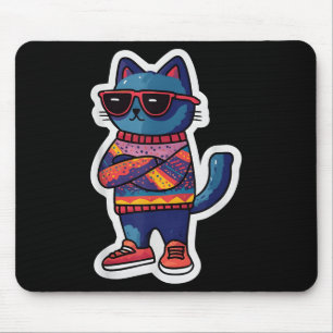 Mousepad Gato legal Com Estilo Retroativo Estilo Engraçado