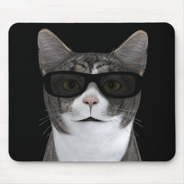 Mousepad Gato legal com óculos escuros (Frente)