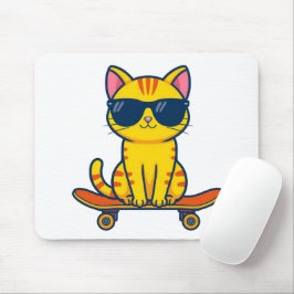 Mousepad Gato Legal de Skate Usando Óculos de Sol Cartoon