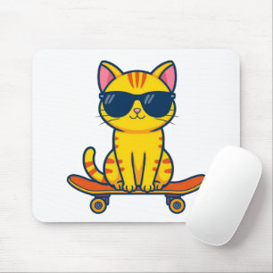 Mousepad Gato Legal de Skate Usando Óculos de Sol Cartoon