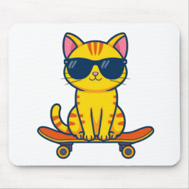 Mousepad Gato Legal de Skate Usando Óculos de Sol Cartoon