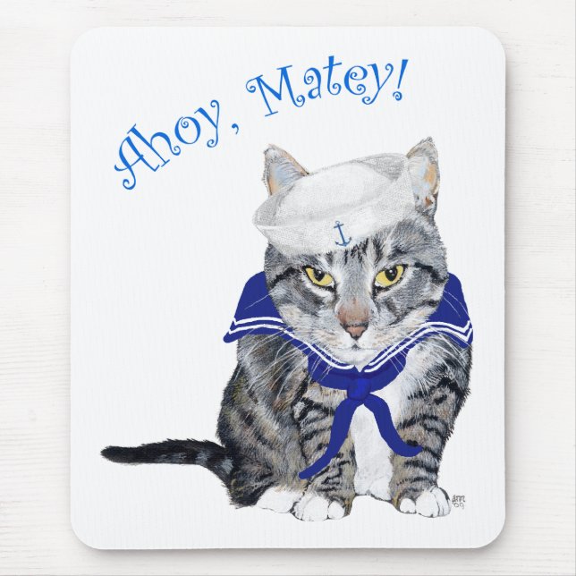 Mousepad Gato Listrado Marinheiro (Frente)