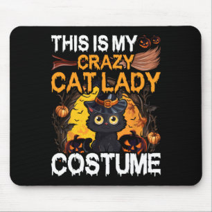Mousepad Gato Louco Senhora Figurino Dia de as Bruxas engra