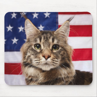 Mousepad Gato Maine Coon Com Bandeira Americana