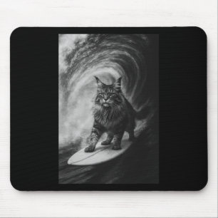 Mousepad Gato Maine Coon Surfando Selfie Praia Animal Diver