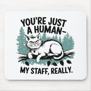 Mousepad Gato Mal-Humorado – 'Você é Apenas um Humano, Meu