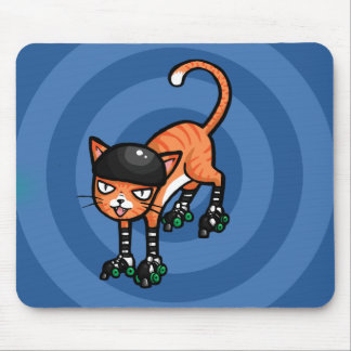 Mousepad Gato malhado alaranjado em rollerskates