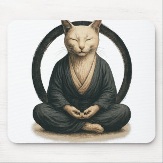 Mousepad Gato Meditando Zen – Arte de Yoga Mindful do Círcu
