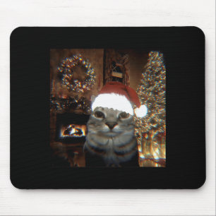 Mousepad Gato Meme Engraçado Tirando Uma Selfie Natal Luzes