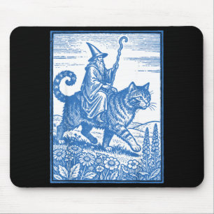 Mousepad Gato montador de mago engraçado meme fofo