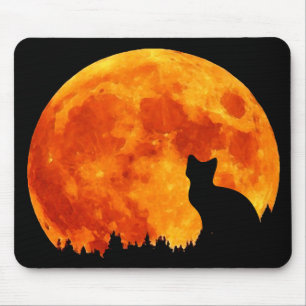 Mousepad Gato na lua alaranjada completa