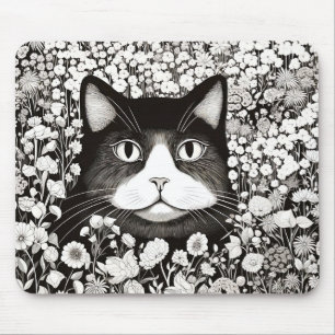Mousepad Gato Natureza Pacífica Estilo de Desenho de Prairi