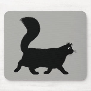 Mousepad Gato Negra Andando Gatinho legal com a Cauda Flu