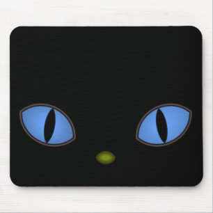 Mousepad Gato Negro Com Olhos Azuis Grandes