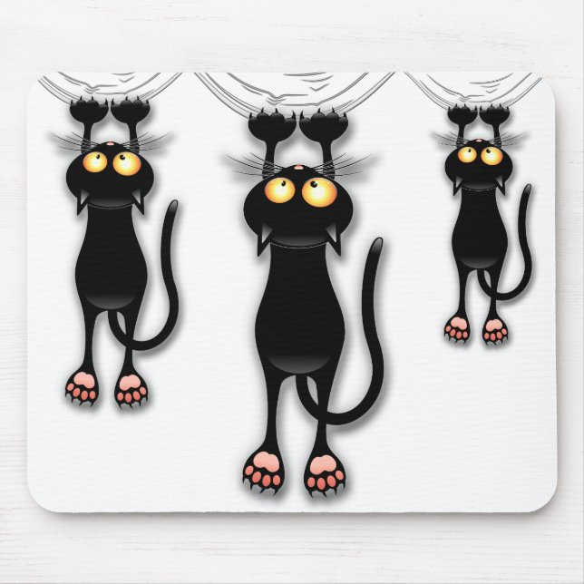 Mousepad Gato Negro Divertido Descendo Bocal (Frente)