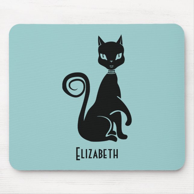 Mousepad Gato Negro Elegante Personalizado (Frente)
