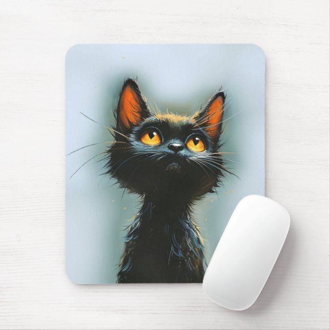 Mousepad Gato Negro Encantado (Com mouse)