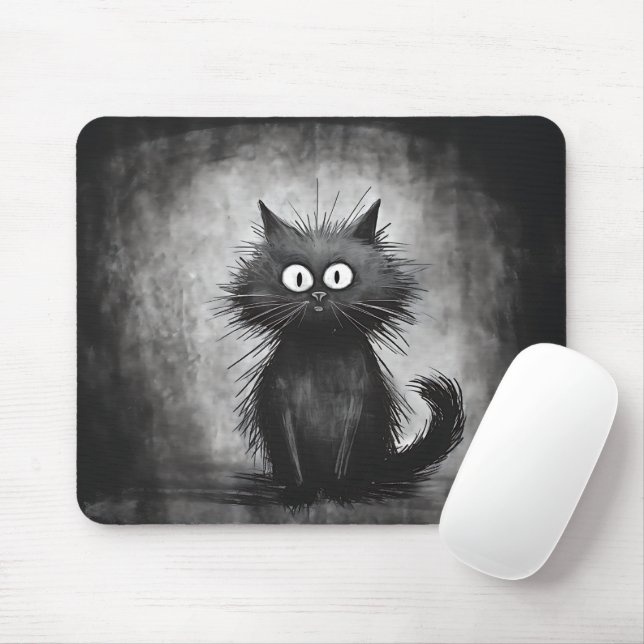 Mousepad Gato Negro Engraçado (Com mouse)