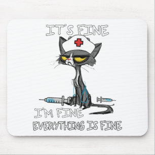 Mousepad Gato Negro Engraçado Está bem Estou bem Está tudo 