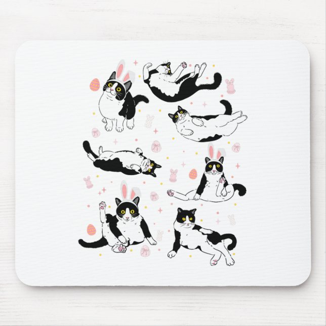 Mousepad Gato Negro Engraçado Páscoa Felz pascoa de Ovo Coe (Frente)