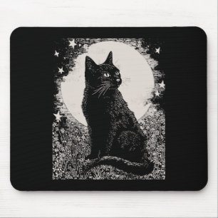 Mousepad Gato Negro Gótico No Salão das Bruxas da Flor da F
