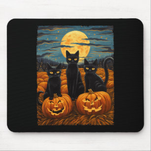 Mousepad Gato Negro Halloween Gata Amada Noite Estrelada Ga