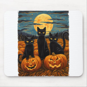 Mousepad Gato Negro Halloween Gata Amada Noite Estrelada Ga